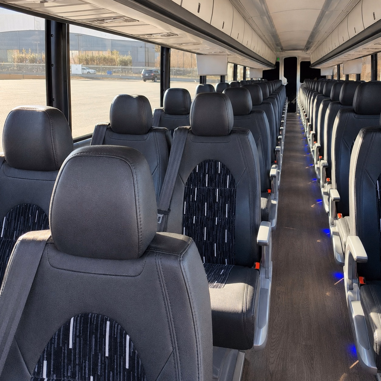 56 passenger charter bus inside